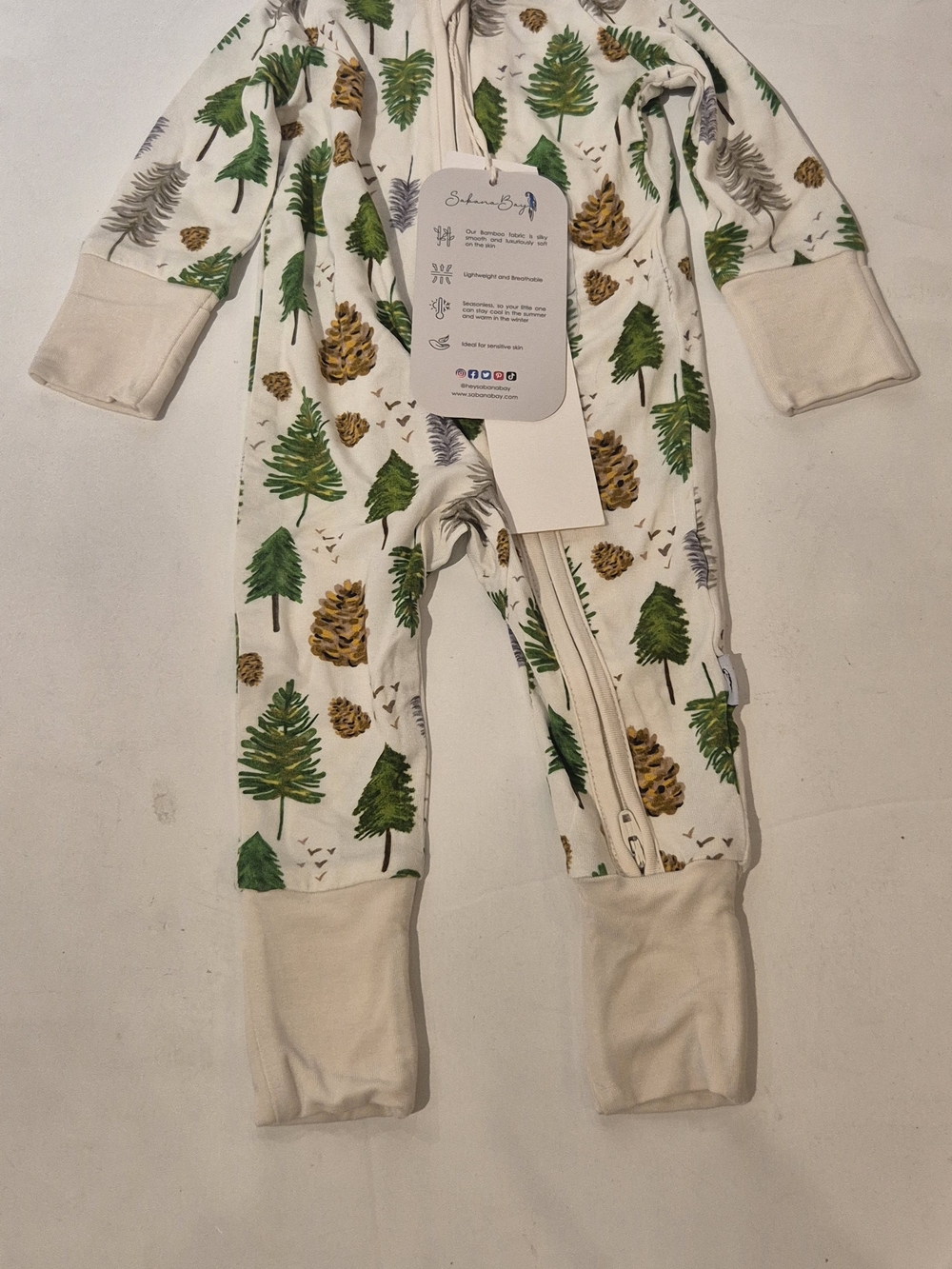 Newborn Bamboo Footed Zipper Romper BC Forest -Sabana Bay